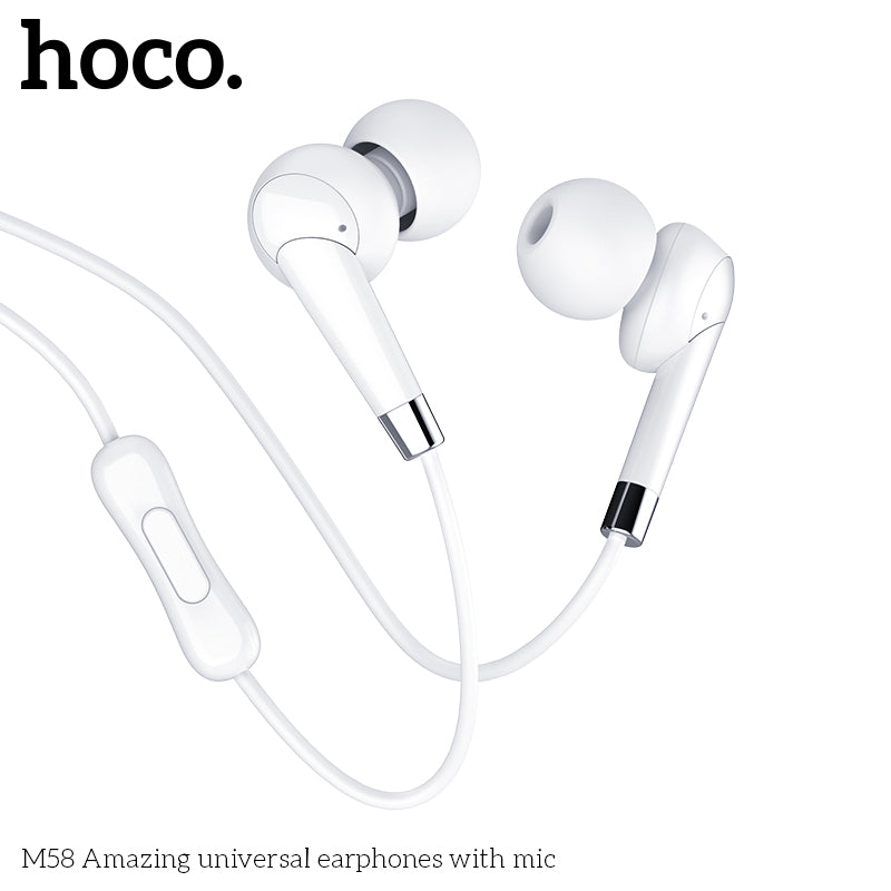 HOCO M58 Stereo Wired Headset with Mic - White – mobiledirectau
