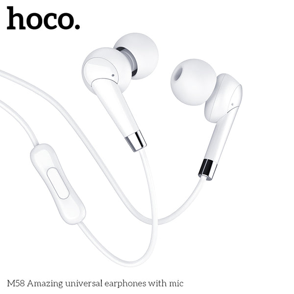 HOCO M58 Stereo Wired Headset with Mic - White