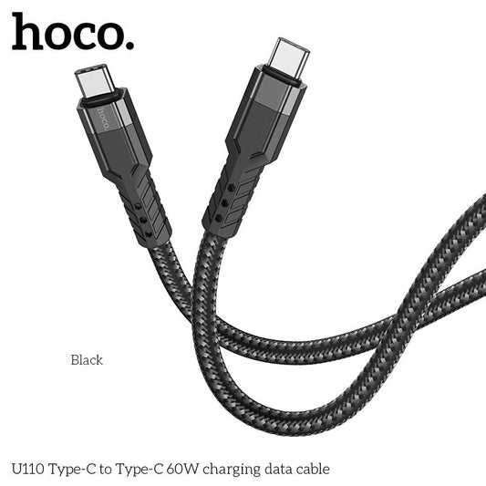 U110 Hoco Type-C to Type-C 60W charging data cable Black [BW30]