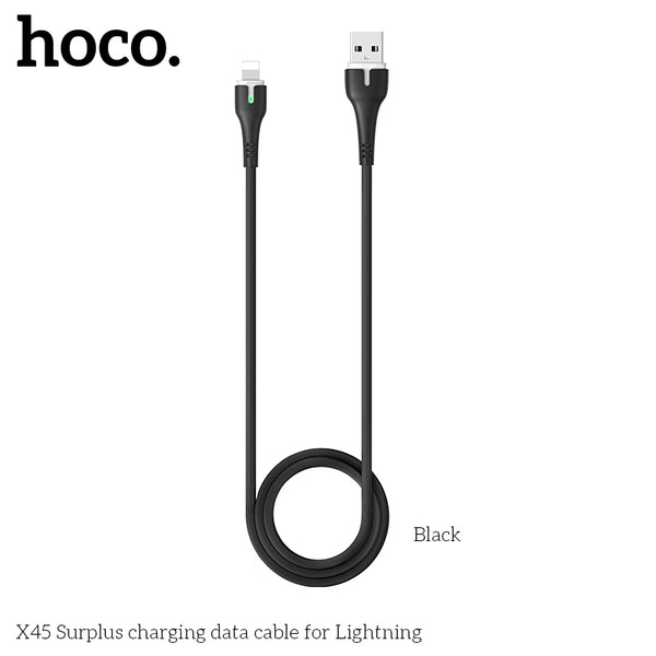 HOCO X45 Silicon Lightning Fast Charging Cable - Black (L=1M)