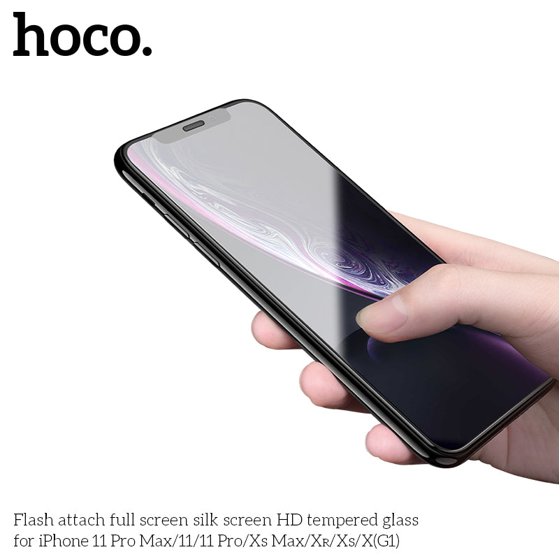 100% credit back - HOCO G1 Full Silk Screen HD Tempered Glass Anti-fingerprint For iPhone Xsm/11Pm [BW100]
