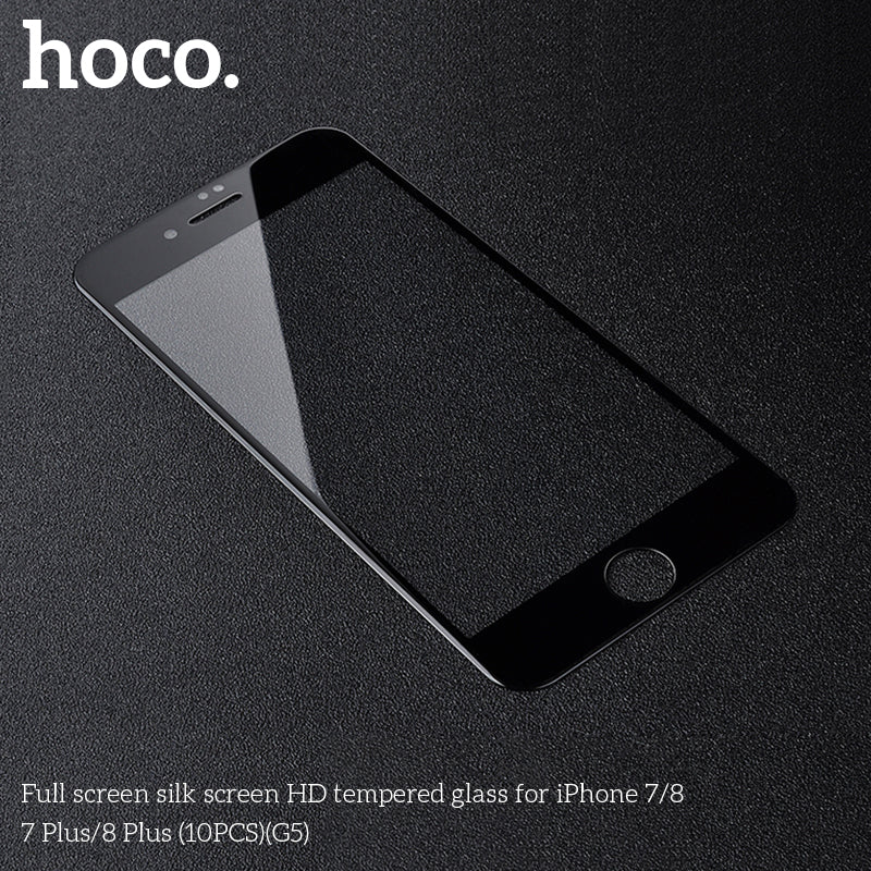 HOCO G5 Full Silk Screen HD Tempered Glass For iP7/8 Black - 10 Pack