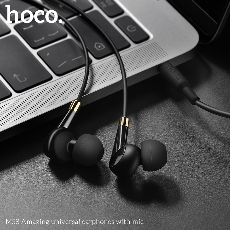 HOCO M58 Stereo Wired Headset with Mic - White