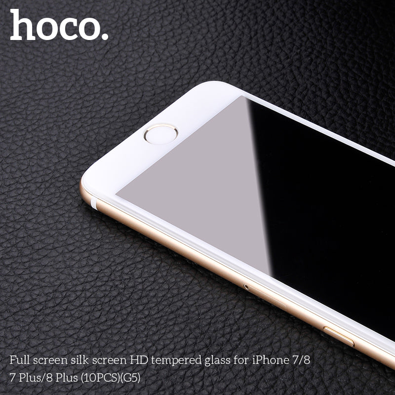HOCO G5 Full Silk Screen HD Tempered Glass For iP7/8 White - 10 Pack