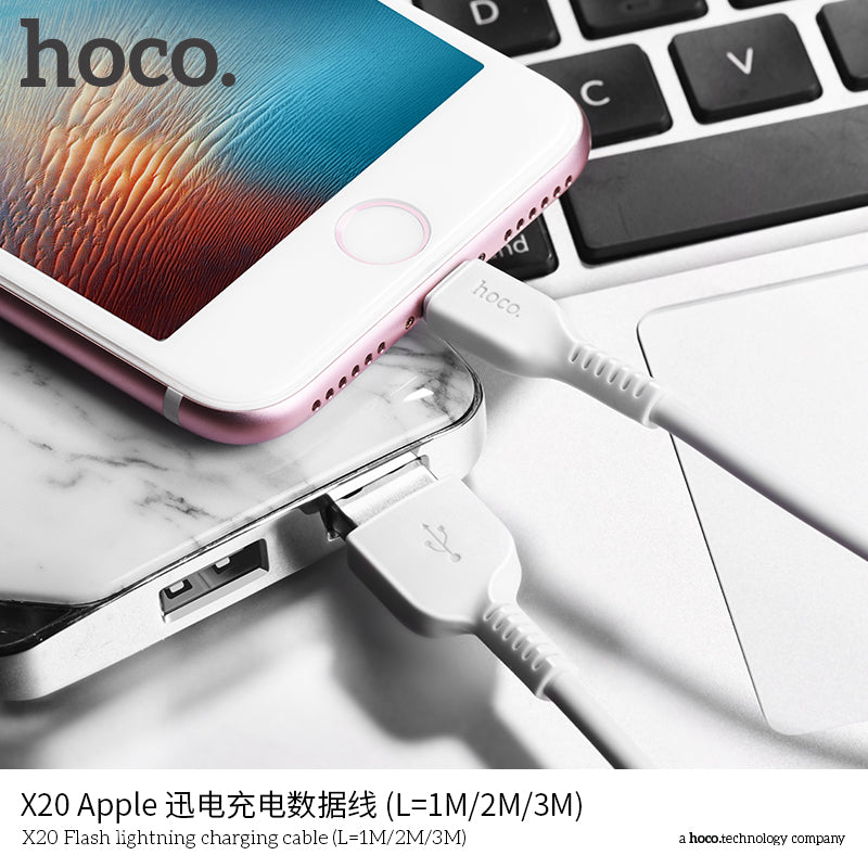 HOCO X20 Lightning Charging Cable - White (L=1M)