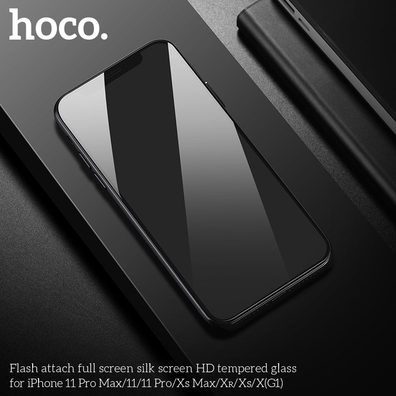100% credit back - HOCO G1 Full Silk Screen HD Tempered Glass Anti-fingerprint For iPhone Xsm/11Pm [BW100]