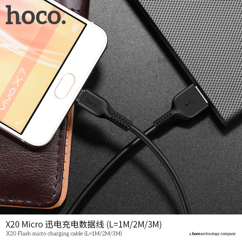 HOCO X20 Micro Charging Cable - White (L=1M)