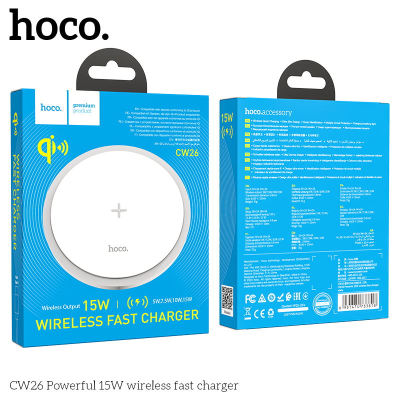 Hoco CW26 15W wireless fast charger