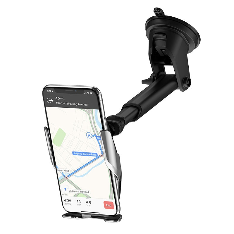 HOCO S14 2 in 1 15W wirless Charger Auto Clamp Car Holder - Silver ...