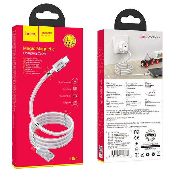U91 Magic magnetic Type C Charging Cable - White