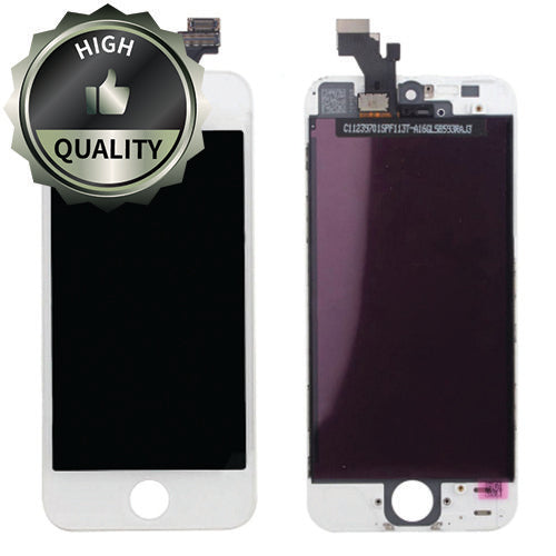 iPhone 5 Compatible LCD Screen Assembly - Aftermarket - High Quality - White