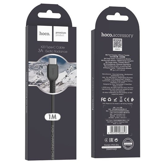 X20 Type C Charging Cable - Black (L=1M)